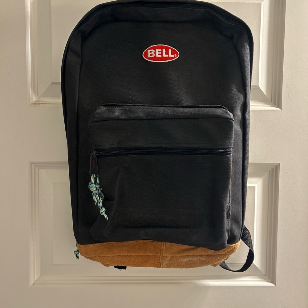 Vintage Bell Bicycle Green and Suede Men's Backpack